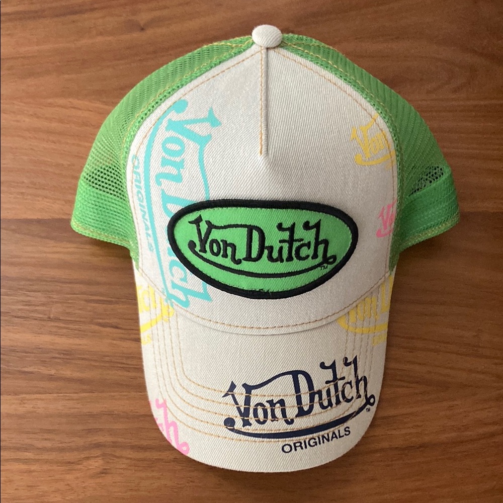 Von Dutch Green and Cream Trucker Hat